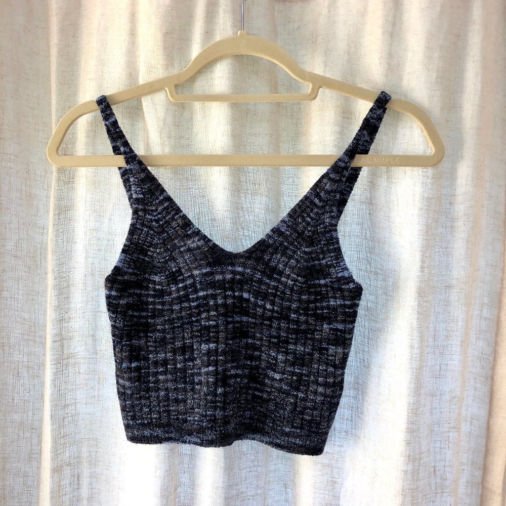 silence + noise Blue/Black Knit Cropped Tank Top L